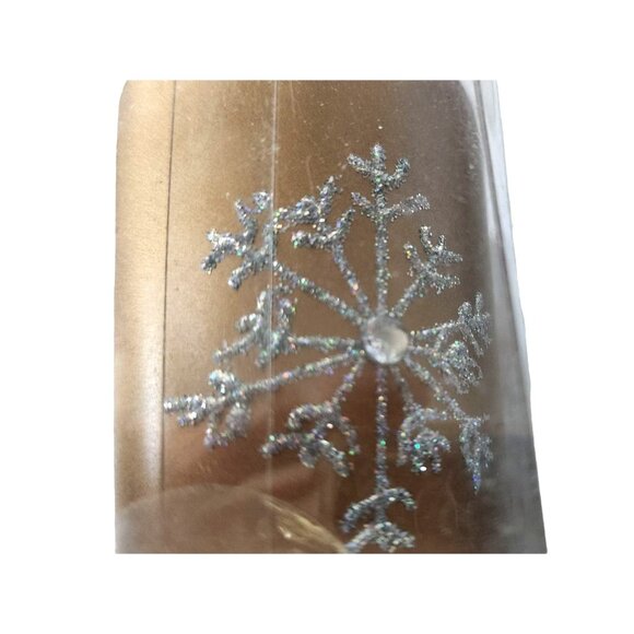 Candles Brown Glitter Snowflake Tea Light  2 1/2 " Tall 2" Top Gift Box Set of 3 - Picture 2 of 14